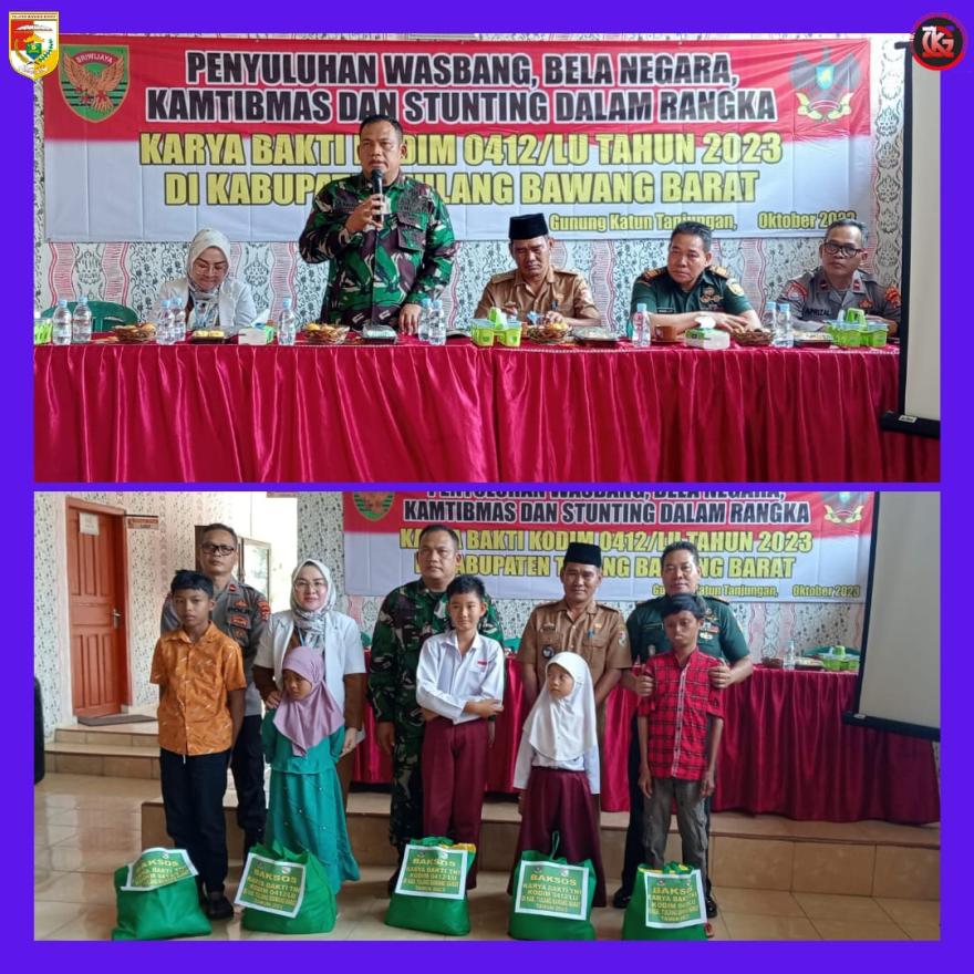 Penyuluhan WASBANG, Bela Negara, Kamtibmas dan Stunting dalam rangka Karya Bakti Kodim 0412/LU 2023